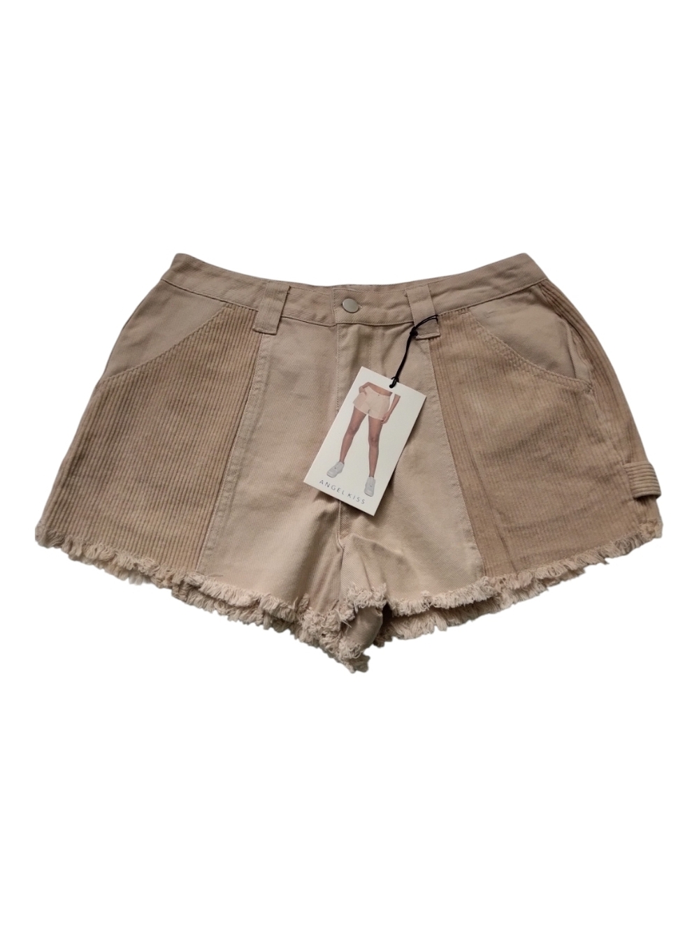 Angel Kiss Women's Beige Frayed Hem Jean Shorts New Size 9/29
